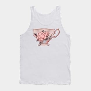 Vintage Tea Cup With Rose Tank Top